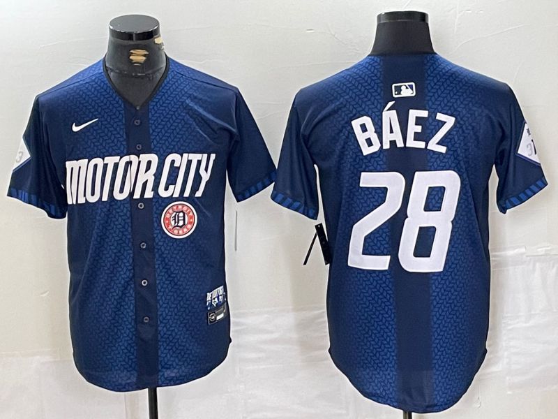 Men Detroit Tigers #28 Baez Blue City Edition Nike 2024 MLB Jersey style 3->detroit tigers->MLB Jersey